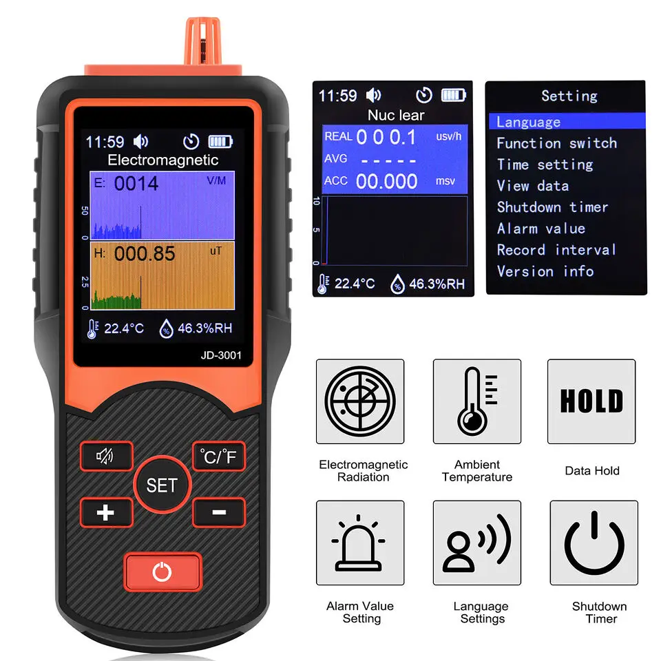 

Nuclear Radiation Detector Geiger Counter Electromagnetic Radiation Alarm Tester