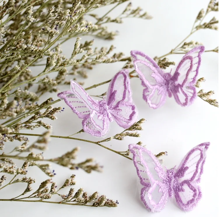 Butterfly 3D Lace Embroidery Patches - Set of 5 for DIY Clothing and Headwear Accessories