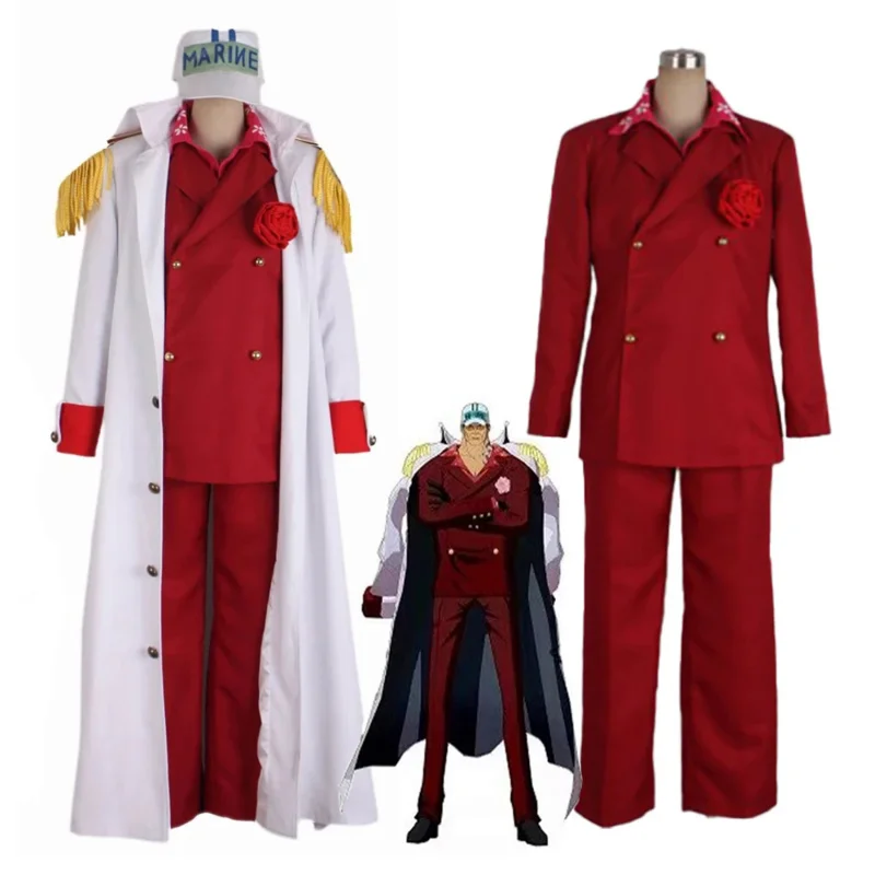 

Anime Cosplay Costumes Akainu Sakazuki Borsalino Sengoku Halloween Justice White Navy Cosplay Uniforms Suit