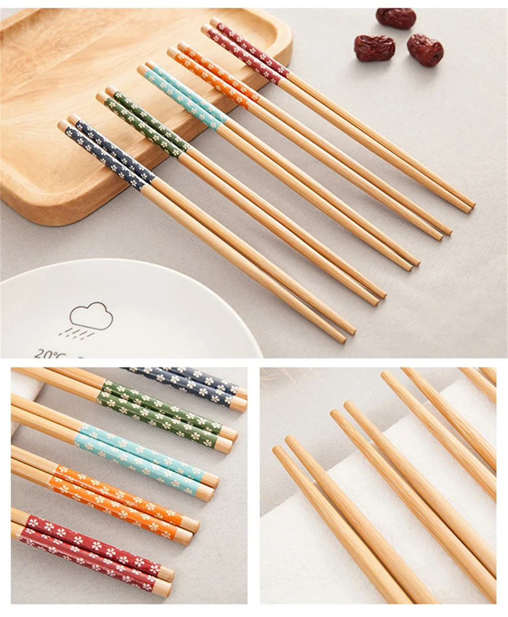 Description Picture 6 of item1Pairs Natural Bamboo Chopsticks Reusable Traditional Handmade Chinese Classic Wooden Chopsticks Sushi Kitchen Tool 24cm Hot Pot