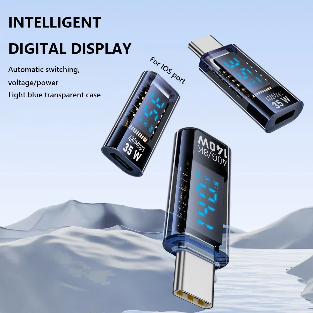 Type C Power Meter Tester PD140W LED Display Fast Charging Cable Adapter USB4.0 40Gbps for iPhone 15 Series/iPad Air/Pro/MacBook