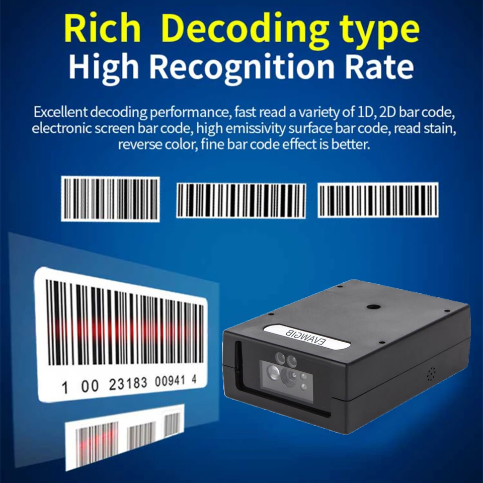 Scanner Portatile Per Codici A Barre 1D/2D/QR – Mini Lettore CCD Con USB E RS232, Scansione Automatica Per Negozi E Magazzini