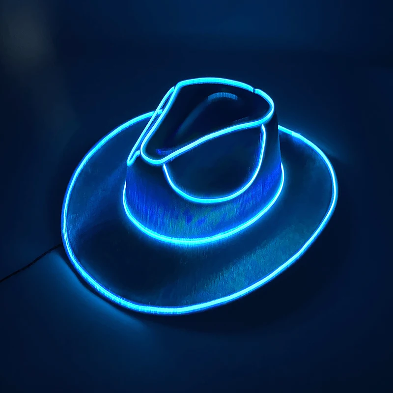 Fluorescent Party Props Western Cowboy Hat Glowing LED Pearlescent Cowboy Cowgirl Hat Lighting Up For Carnival Party party hat carnival hat neon hat fluorescent hat