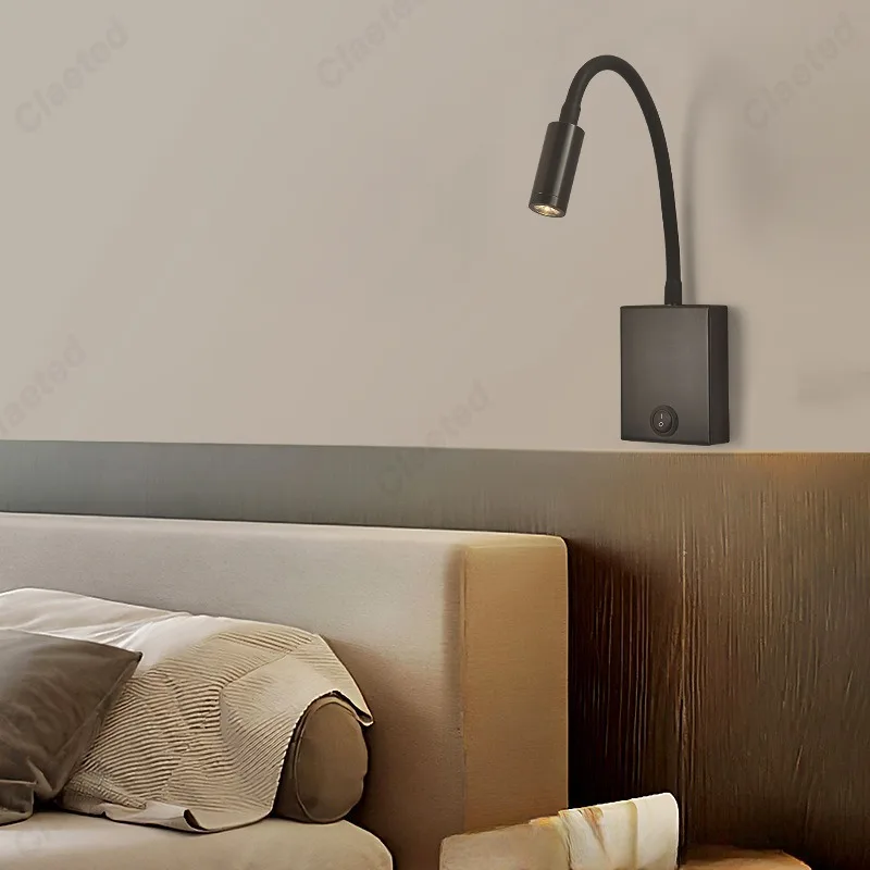 LED Flexible Gooseneck Wall Lamp USB with Switch Adjustable Angle Bedroom Bedside Wall Lamp Corridor Decorative Lighting Fixture led light led wall lamp wall light