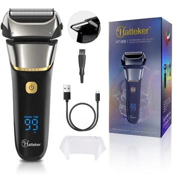 Hatteker Lamina Rasoio Elettrico 4D Per Gli Uomini Ricaricabile Barba Rasoio Trimmer Macchina IPX6 Lavaggio 8000 giri/min Per Barbiere HT-909 1