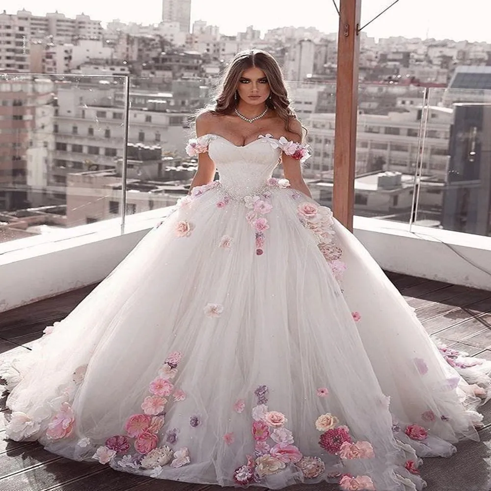 Candy Pink Lace Appliqued Ball Gown Engagement Dress - VQ