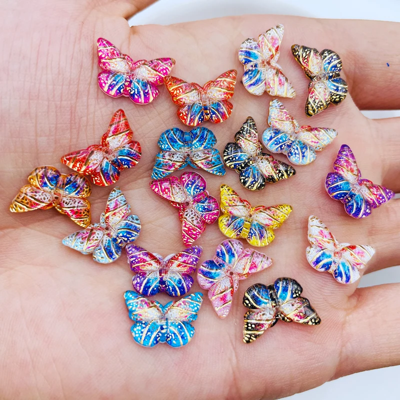 40 Pcs Resin Cute Cartoon Mini Colorful Beautiful Butterfly Flat Back Rhinestone Appliques DIY Wedding Scrapbook Craft F29 wade miniature animals