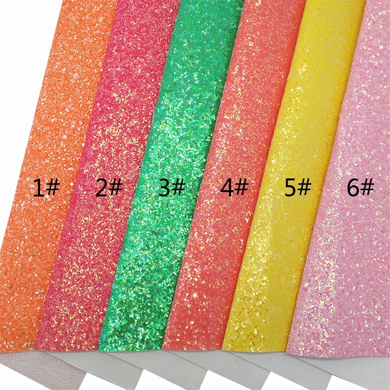 Description Picture 3 of itemMini Rolls Sheets Neon Chunky Glitter Faux Leather Glitter Synthetic Leather Glitter Vinyl Fabric DIY Bows W564