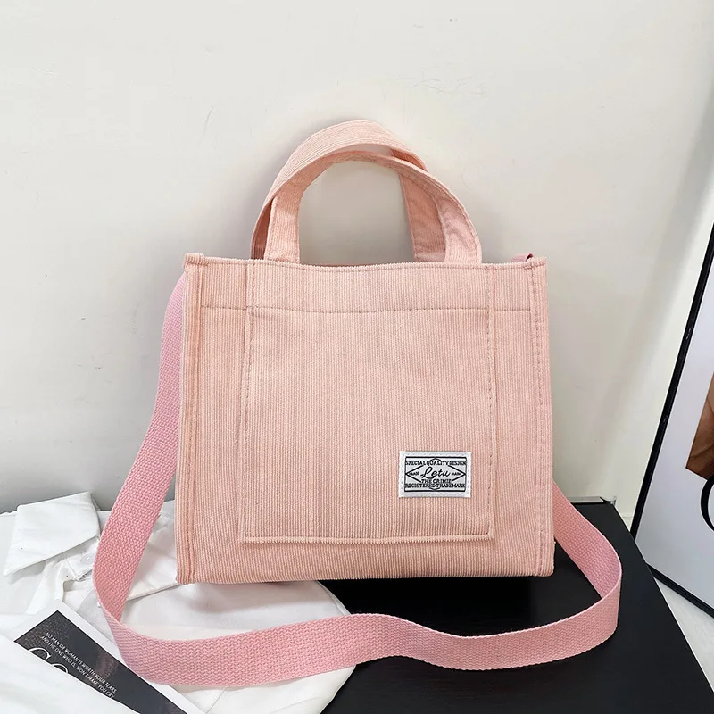 Vintage Corduroy Retro Tote Bag - Multi-Color Casual Crossbody Handbag