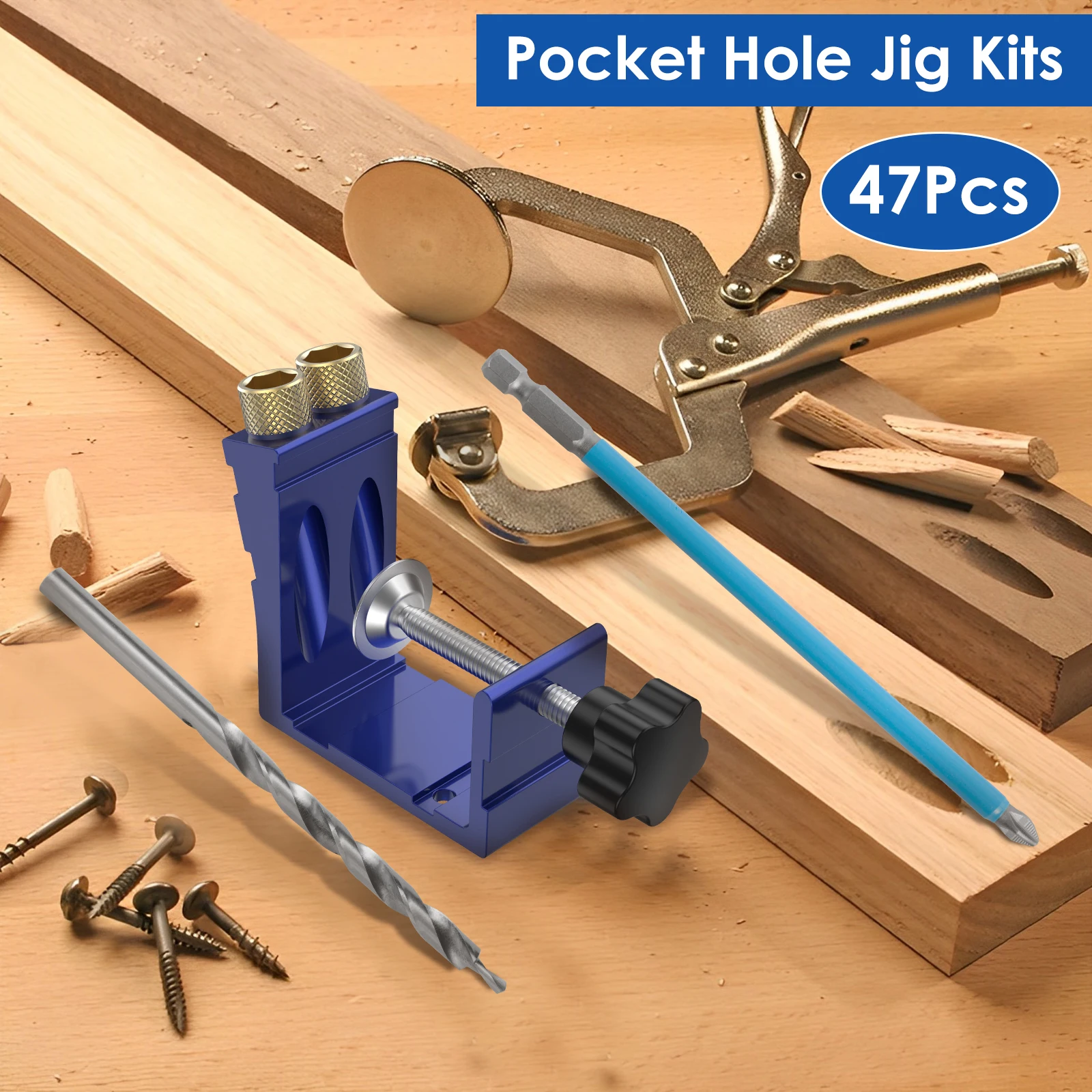 Pocket Hole Jig Kit With Drill Guide - Woodworking Joint Tool Set For DIY Projects