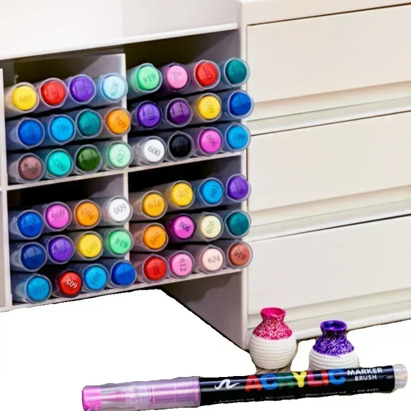 Acrylic Paint Markers Brush Tip for Rock Painting Wood Canvas Stone DIY Crafts Christmas Gift
