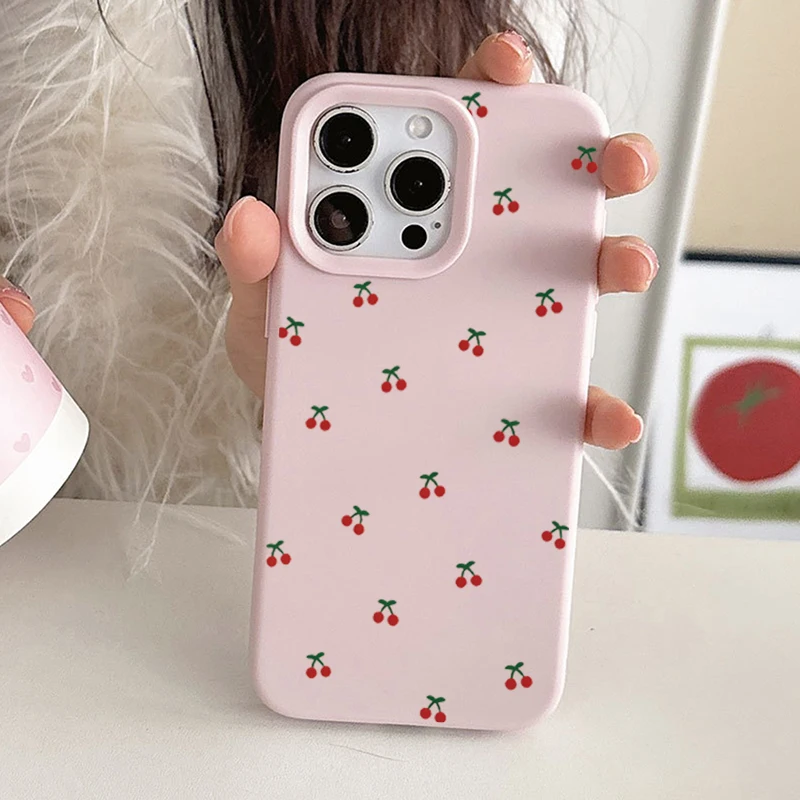 ตัวเลือกสินค้า เคสซิลิโคนนิ่ม iPhone 15/16 Plus ลายการ์ตูนเชอร์รี่น่ารัก
