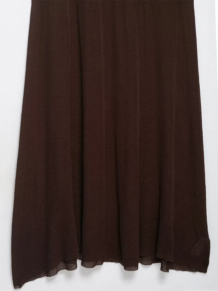 2025 New Fashion Woman Sleeveless Vintage Dresses Women Summer Off-Shoulder Pleated Design Knitted Party Long Dresses