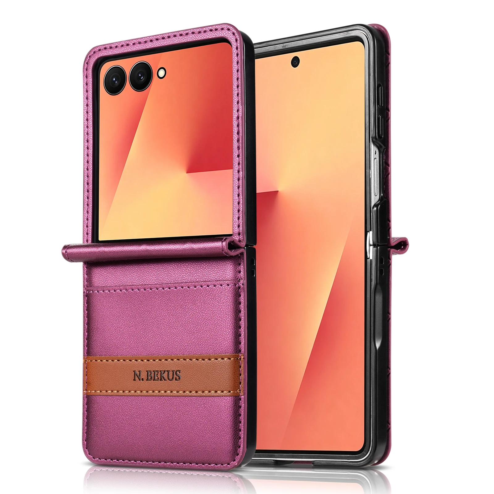 Luxury Splice Leather Wallet Card Holder Case with Kickstand and RFID Protection
