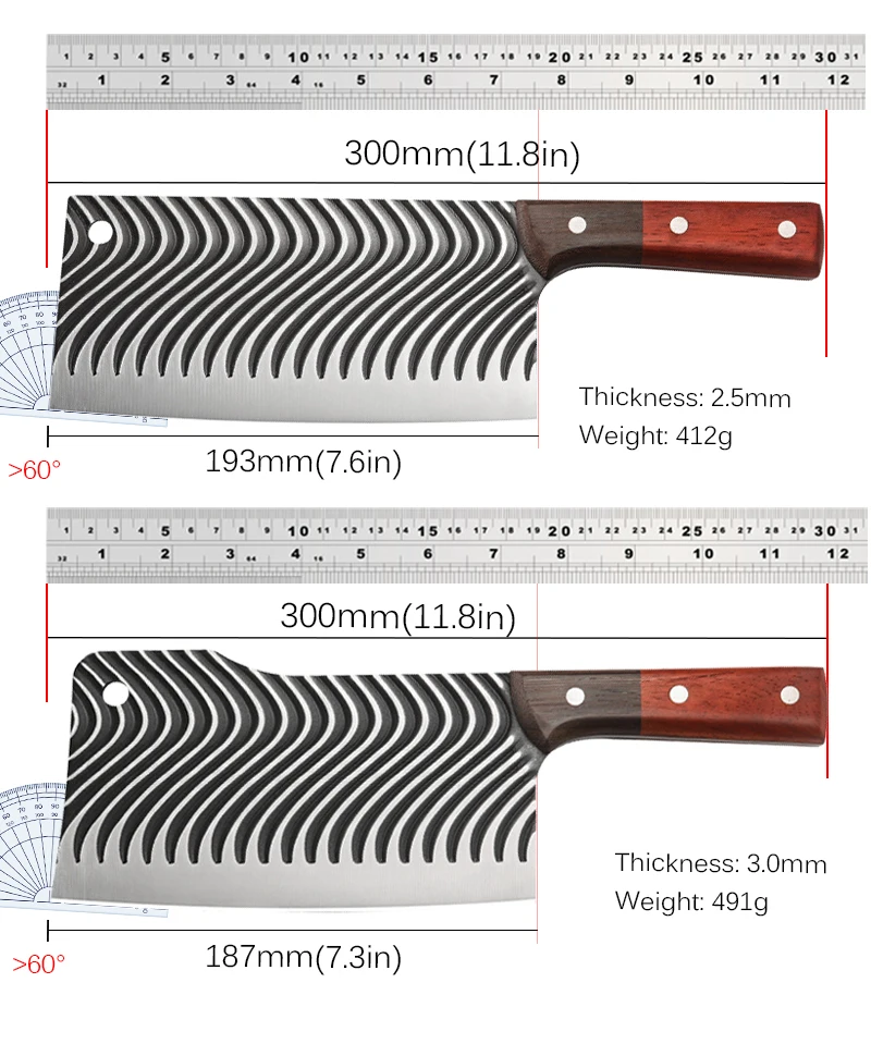 Kitchen Knife Forged Stainless Steel Slicing Knife Meat Cleaver Bone Butcher Chef Sharp Cutting Fish BBQ Tool