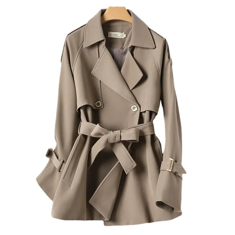 

SuperAen Korean Trench Coat Women's Fall 2024 New Fashion Style Casual Lapel Short Trench Coat