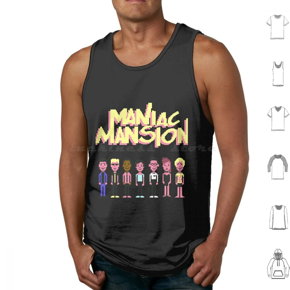 Maniac Mansion C64 Crew Con Titolo Canotte Stampa Cotton Maniac Mansion 80S C64 Classic Commodore64 Commodore 64 Gaming