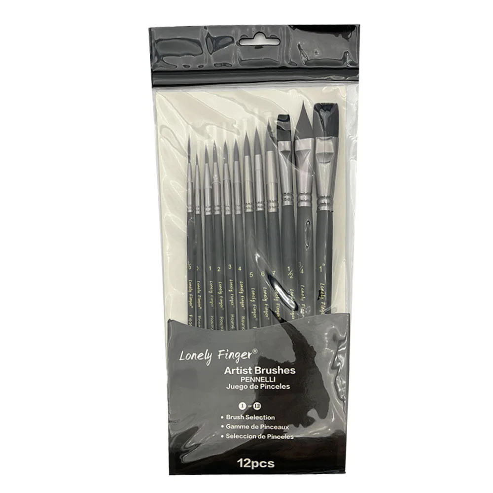 12pcs Professional Watercolor Paint Brushes Set, Soft Synthetic Paint Hair Art Brushes for Watercolors Acrylics Gouache 6
