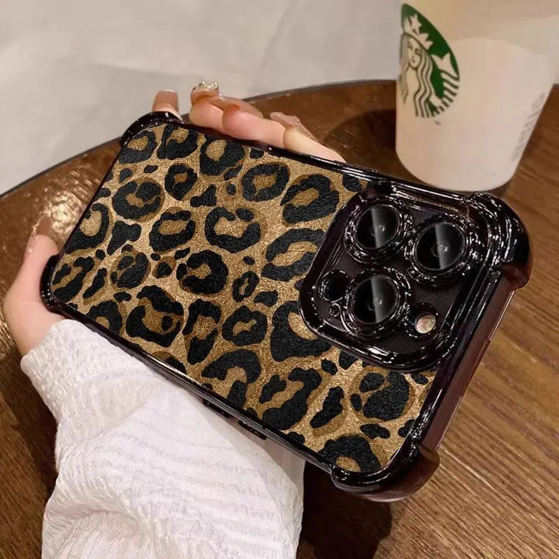 Chic Leopard Print Plated Soft TPU Phone Case