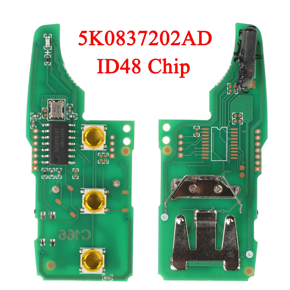 Jingyuqin แผงวงจร id48รีโมท5K0837202AD, ชิป FOB สำหรับ vw/volkswagen Caddy EOS Golf Jetta Beetle POLO UP Tiguan Touran