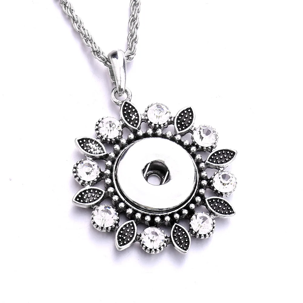 10pcs New Snap Button Necklace 18mm Metal Snap Buttons Jewelry Rhinestone Flower Starfish Snap Pendant Necklace