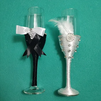 Elegant Lace Wedding Champagne Flute Set 1
