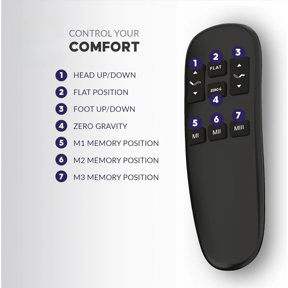 Adjustable Bed Base Frame with Head and Foot Incline, Wireless Remote Control, Easy Assembly, and 10 Year Warranty 6