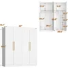 4 Door Wardrobe Armoires and Wardrobes with Storage Shelevs, Armoire Wardrobe Closet with Hanging Rod, Wooden Handles 2