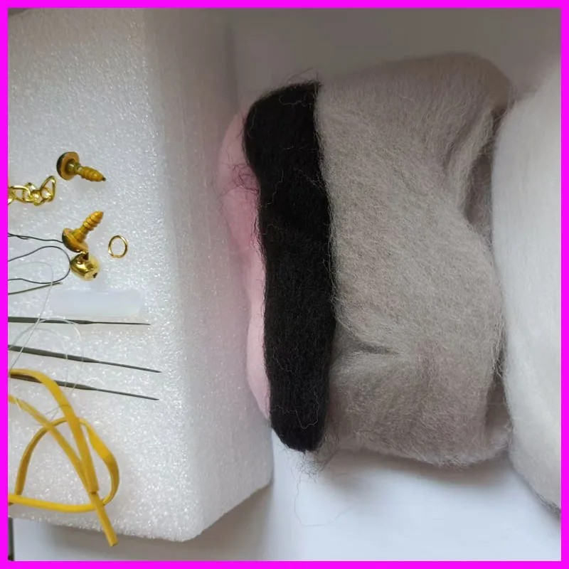 Cat doll needle felted wool,merino wool to felting, wool fiber for felting,felt for needle felting, fiber felt felting set