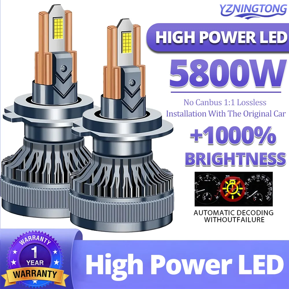 H7 LED 자동차 헤드라이트 전구 캔버스 5800W 자동차용 H4 LED 헤드램프 H8 H1 H11 LED 안개등 9005 HB3 9006 HB4 9012 HIR2 12V 24V