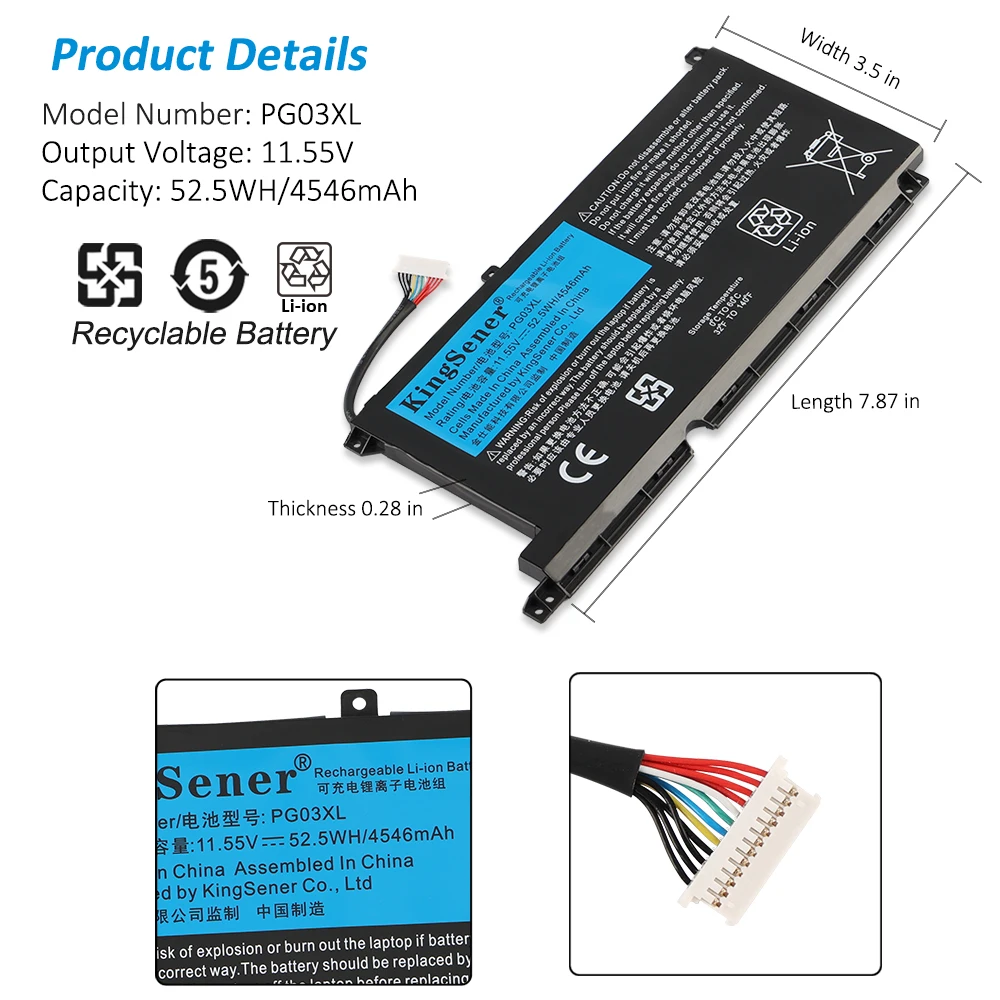 Фото Аккумулятор KingSener PG03XL для HP Pavilion Gaming 15-DK dk0003nq 15-dk0020TX 15-ec 15-ec0000 OMEN 5X FPC52 №2