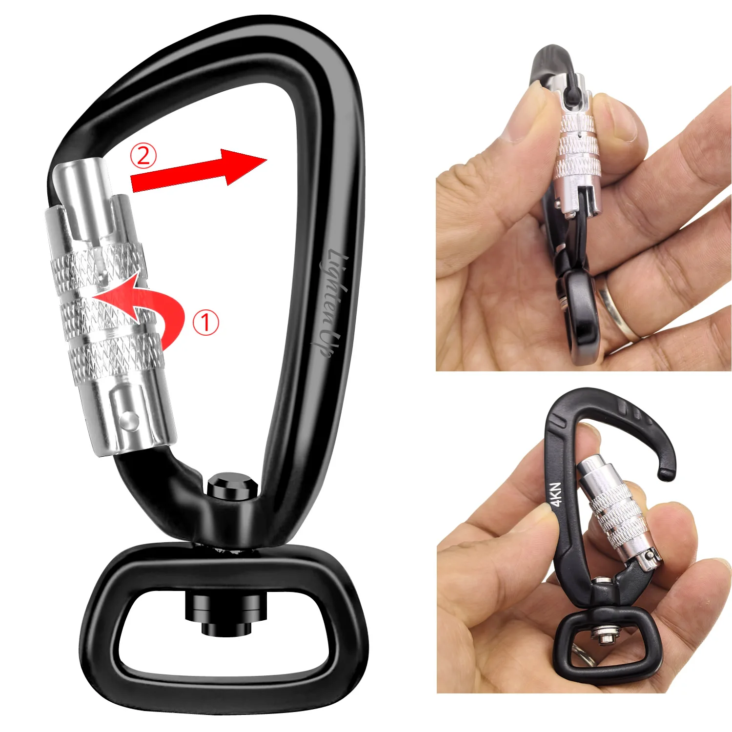 Climbing Carabiner Keychain Key Ring 4KN Swivel Carabiner Clip