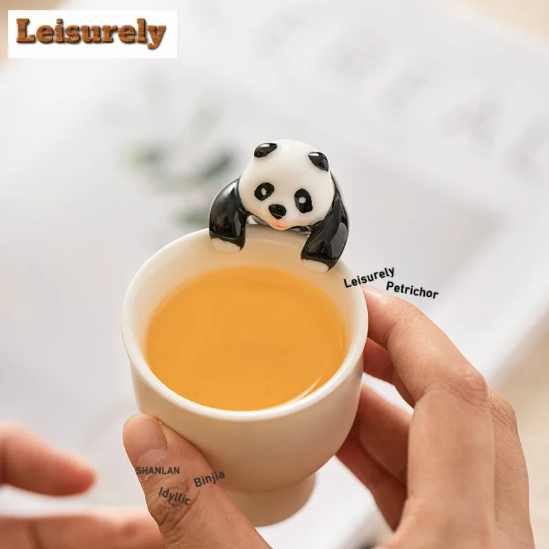 Little Panda Tea Pet Ancient Flowerpot Landscaping Tea Figurine Play Toys Tea Statue Ornaments Tea Items Collection Accessories