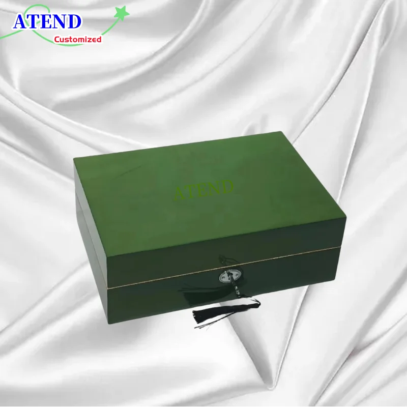 ATEND Wholesale High-grade Green Wood 10 Grids Watch Box Large Capacity Watch Storage Box GMT Watch Box Display Props Gift Cases