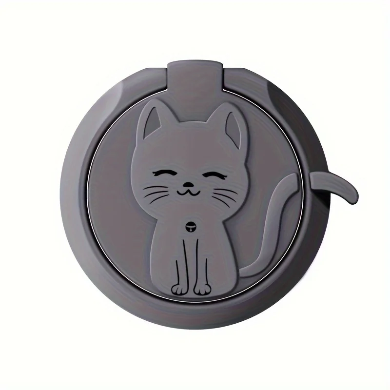 Cute Cartoon Cat Finger Ring Holder - Rotate Metal Mobile Phone Stand