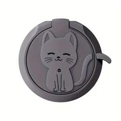 Cute Cartoon Cat Finger Ring Holder - Rotate Metal Mobile Phone Stand (Grey)