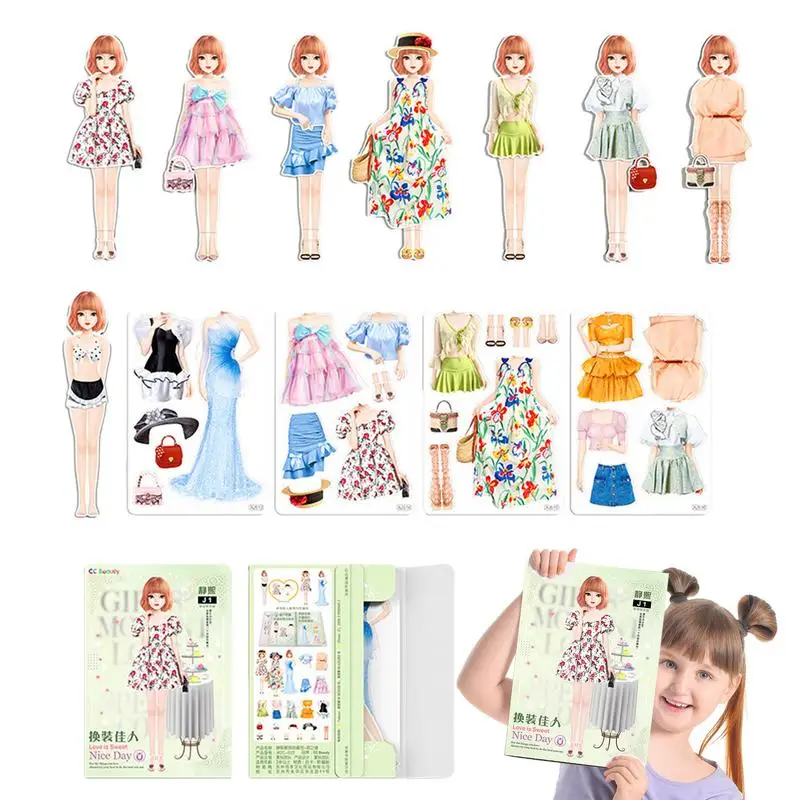 

Magnetic Doll Dress Up Kits Magnet Outfit Pretend Play Paper Dolls Costume Dress Cutouts Magnet Clothes Puzzles Creative Fashion