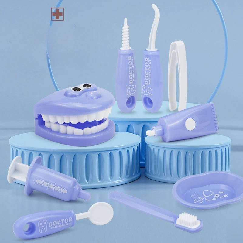 

Стоматологический набор из 9 предметов для детских медсестер, искусственная Стоматология для ротовой полости, игрушки для семейного врача