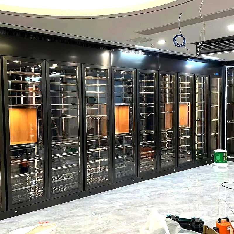 High end stainless steel wine cabinet, constant temperature and humidity cigar cabinet, wine cabinet combination glass