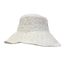 

Daisy Embroidered Fisherman Hat Children Luxury Women's Summer Panama Hats Sun Protection Travel Sunshade Lace Shade Bucket Hat