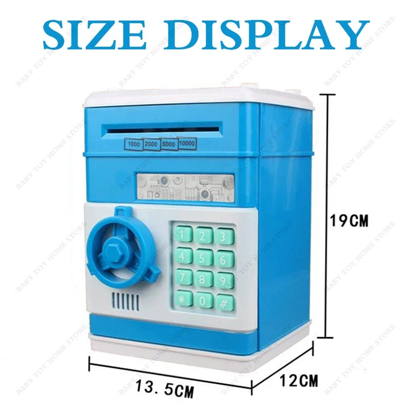 ATM Piggy Bank for Boys Girls Mini Coin Money Saving Box with Password Kids Safe Jar With Auto Grab Bill Slot