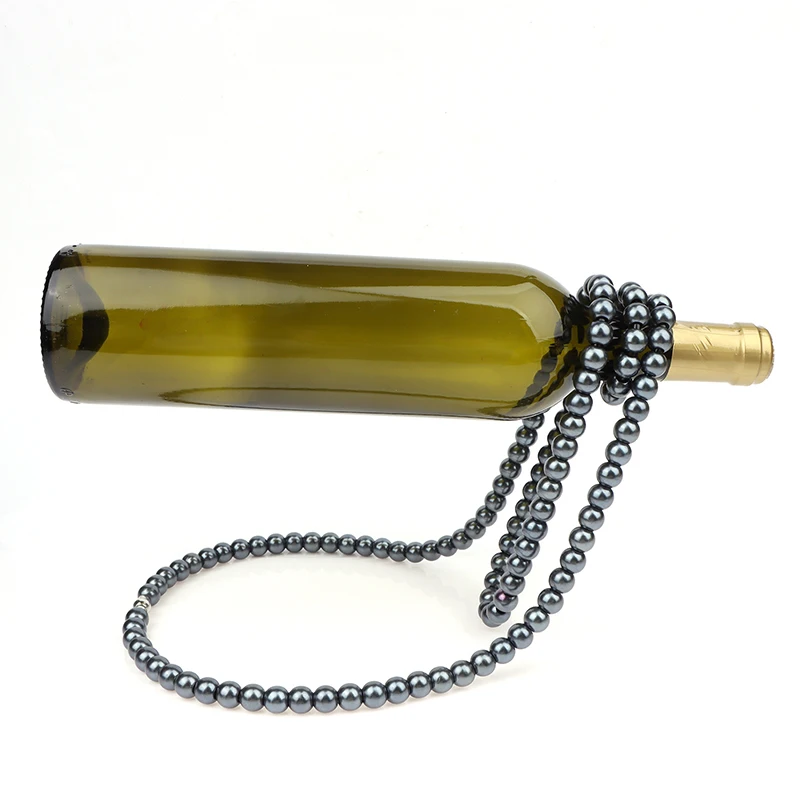 

Creative Pearl Necklace Wine Rack Luxury Magic Metal Resin Hanging Suspension Wine Bottle Holder Rack Home Desktop Decoration