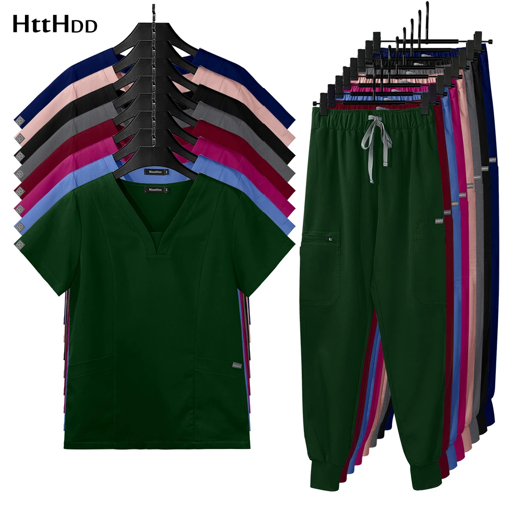 

Scrub Top Pants Sets Uniform Women Men High-quality Nurse Work Clothes Doctor's Surgical Uniform Nursing Beauty SPA WorkWear Set