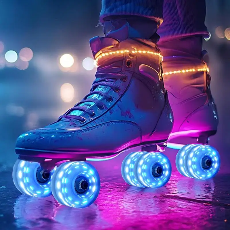 Indoor Skating Wheels Light Up Skate Wheels Roller Skate Replacement Silent High Elasticity For Double Row