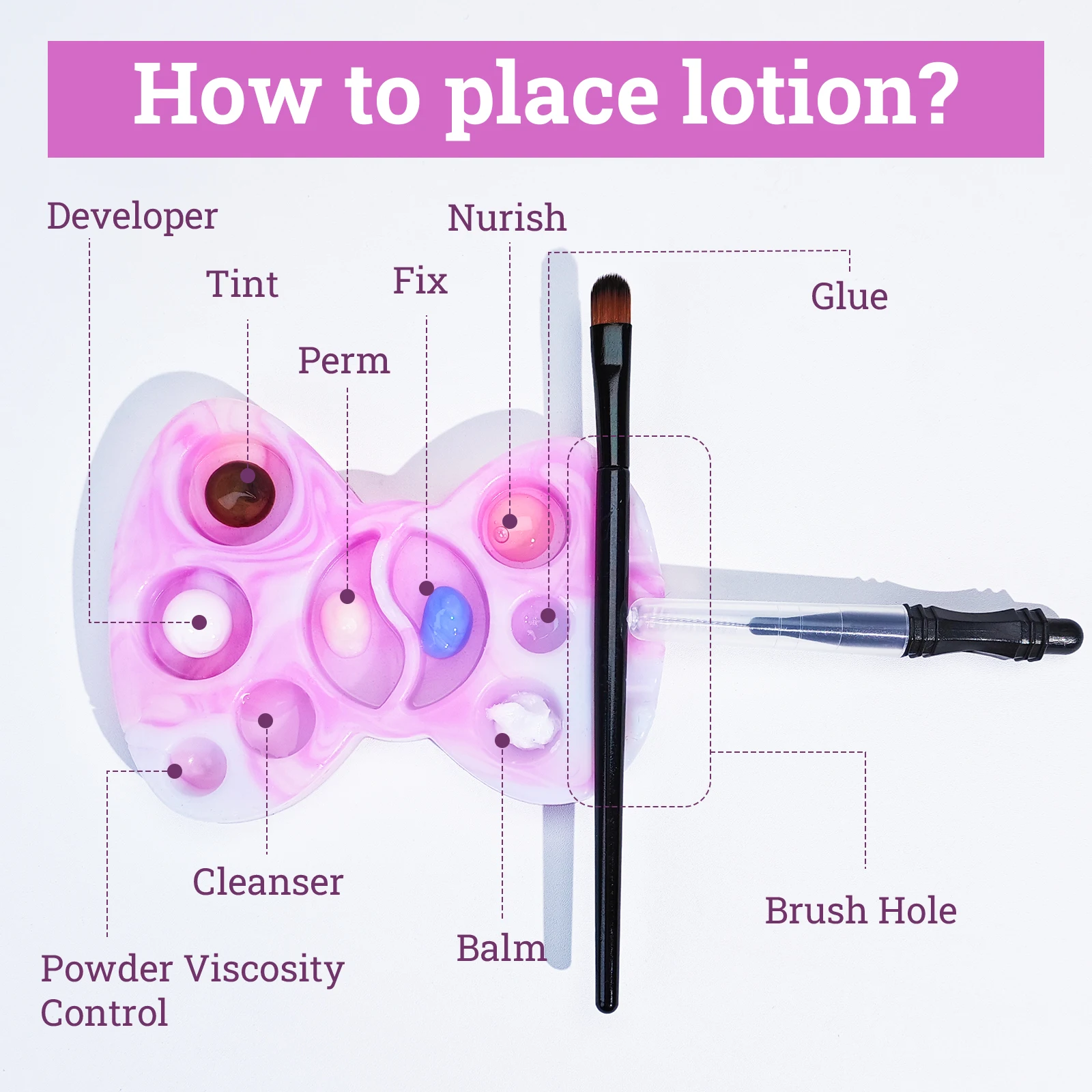 Lomansa Palette en silicone 1 pièce, plateau 9 fonctions pour rehaussement et teinture de cils, lamination des sourcils, patchs pour permanente de cils, outil de peinture_voghion.com