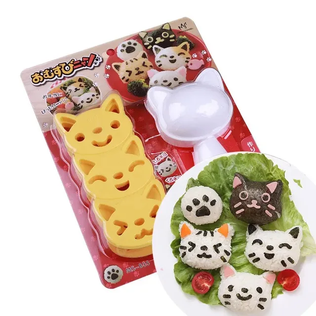 Japanese Style Sushi Decoration Tool Cartoon Cat Shape Sushi Rice ball Mold set 1