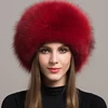 Hot Sale 100% natural Fox Fur Hat Women Cap Thick Fur Cap Winter Warm Hat Female Fashion For Women Hat With Earmuffs Hat 4