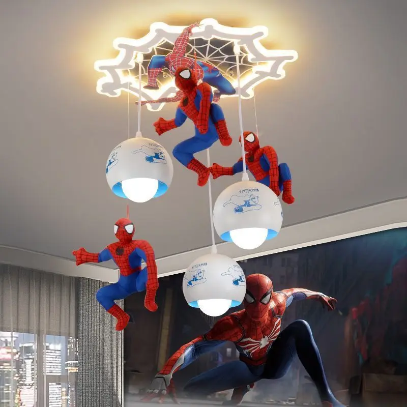 

Marvel Spiderman children's boy's bedroom living room personalized creative cute cartoon puppet durable energy-saving chandelier