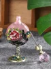 Vintage Glass Rose Flower Perfume Bottle with Butterfly Charm Decorative Fancy Crystal Perfume Decanter 8ml Empty Refillable 4