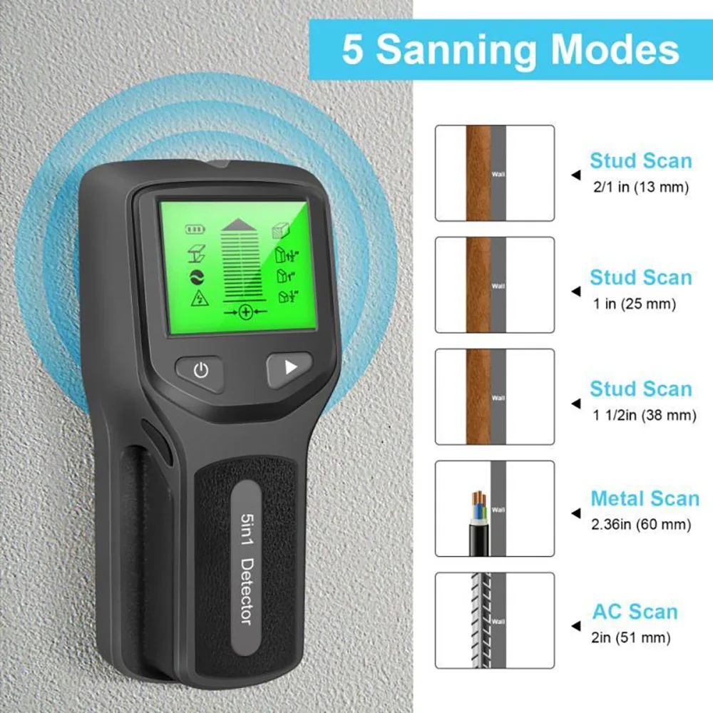 5 In 1 Electronic Wall Detector Finders Multifunctional Handheld Metal Detector Stud Wood Finder Electronic Measuring